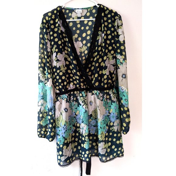 LAST CHANCE Sheer Blouse with Lace, Tie Back - Picture 1 of 6